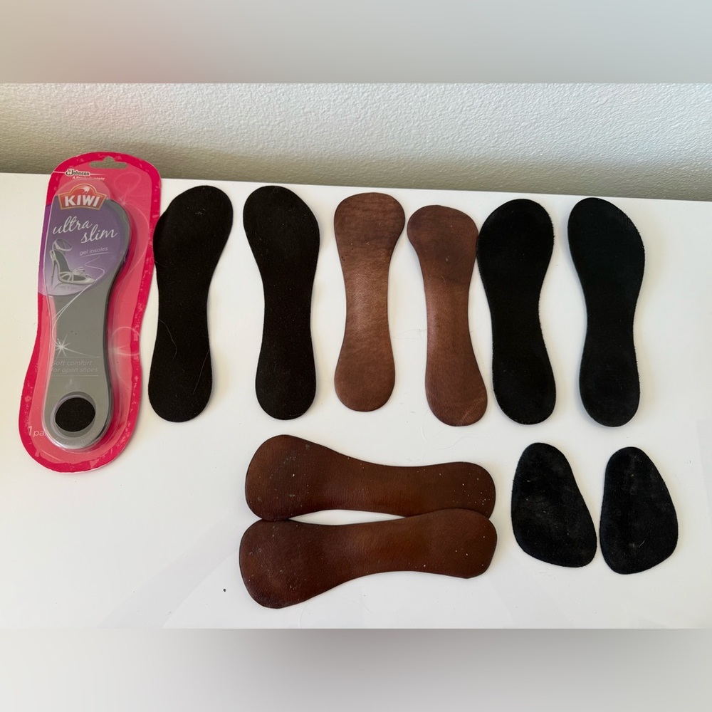 bundle (6) Pairs Shoe insoles Dr Scholl’s Leather (2) Kiwi Gel insoles (2) New